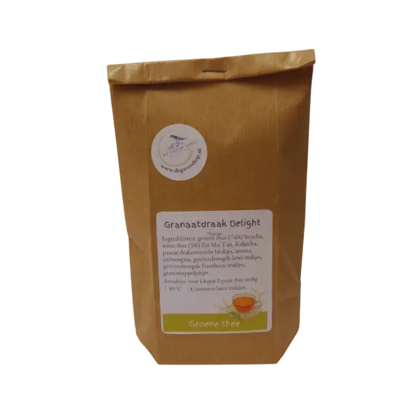 Granaatdraak Delight 70 gr Granaatdraak Delight groene thee