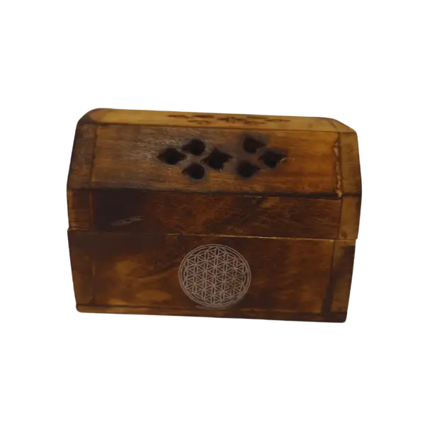Houten kistje kegelhouder flower of life