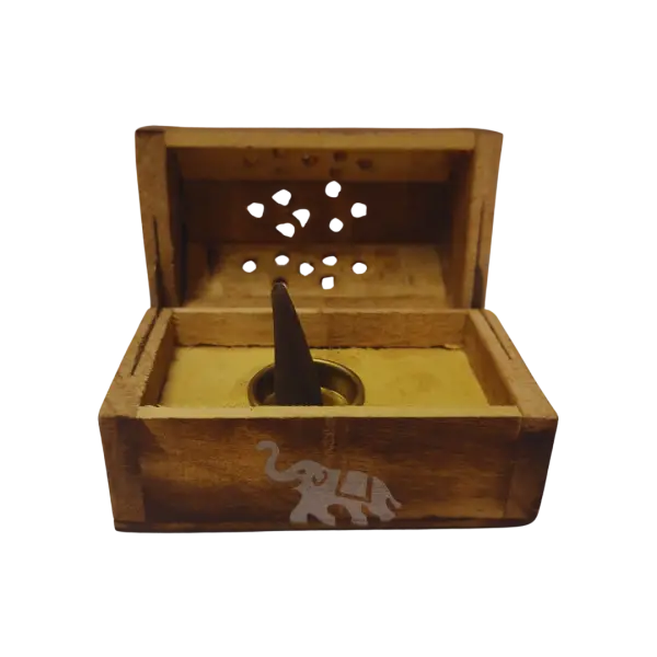 Houten kistje kegelhouder olifant open