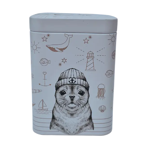 Theeblik Jore & Ville, zeehond en meeuw