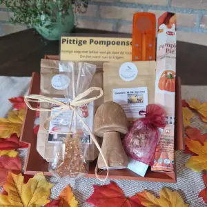 Herfstpakket met bruine paddenstoel