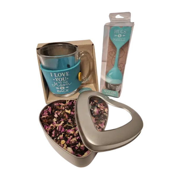 Knuffel thee, zwarte thee in hartvormig blik set theeglas thee-ei Knuffel thee, zwarte thee in hartvormig blik set theeglas thee-ei