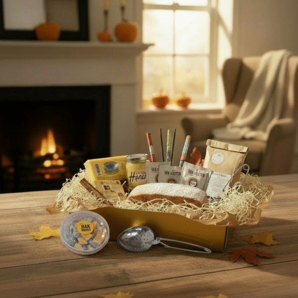 Gouden Herfstmoment Deluxe als pakket Het Gouden Herfstmoment Deluxe — een doos vol warmte, rust en Groninger gezelligheid
