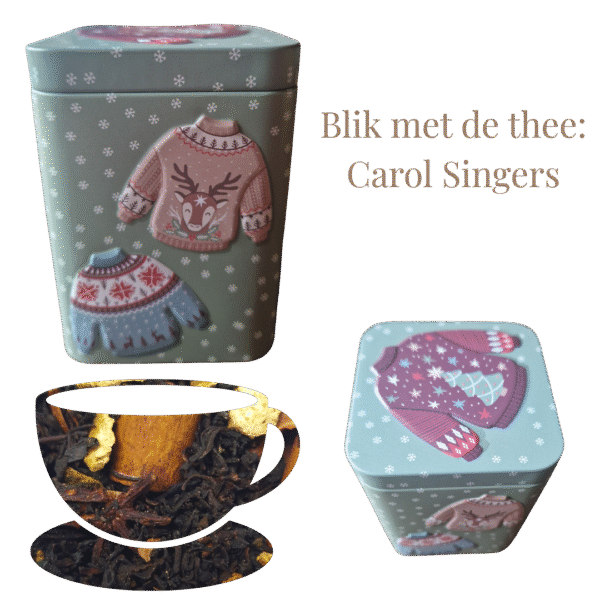 Groene theeblik met kersttrui