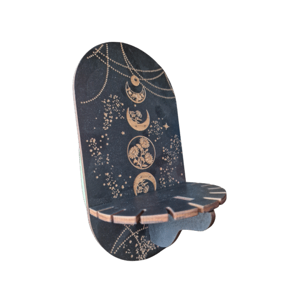 Wandplankje zwart met maan